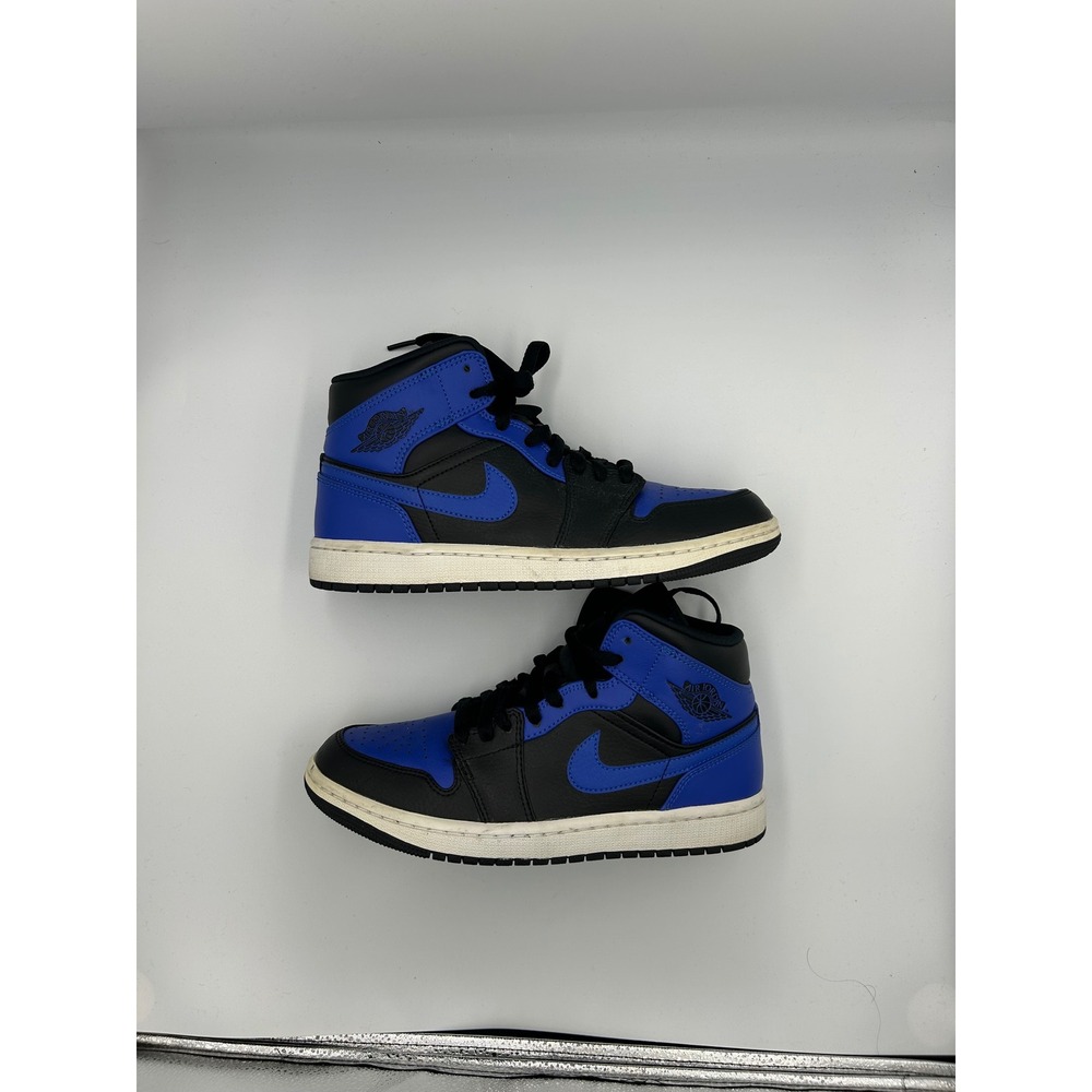 Nike Air Jordan 1 Mid Hyper Royal Tumbled Leather Size 7.5 Lightly Used No Box